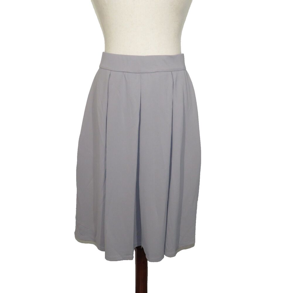 Halara Gray Textured Crepe Pleated Pull On Skirt With Side Pockets Size Small